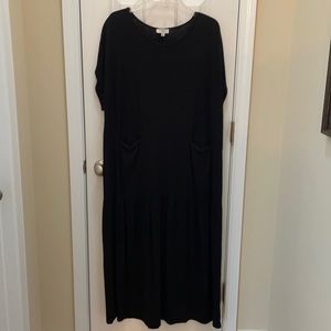 Black Linen blend, Boho Style dress. Medium
